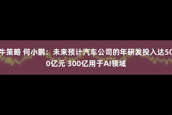 牛策略 何小鹏：未来预计汽车公司的年研发投入达500亿元 300亿用于AI领域